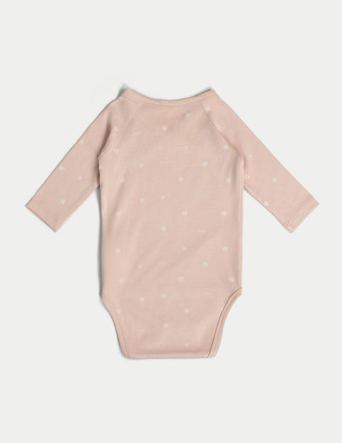 新生兒連身衣長袖貝殼粉紅色