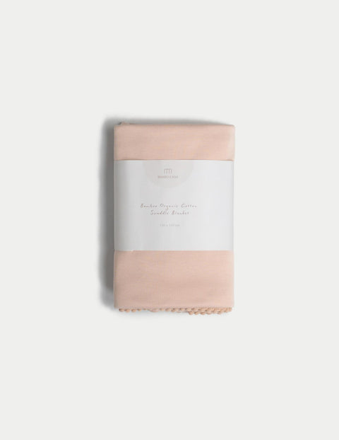 竹纖維有機棉襁褓毯 - 海貝粉紅色(可訂製)