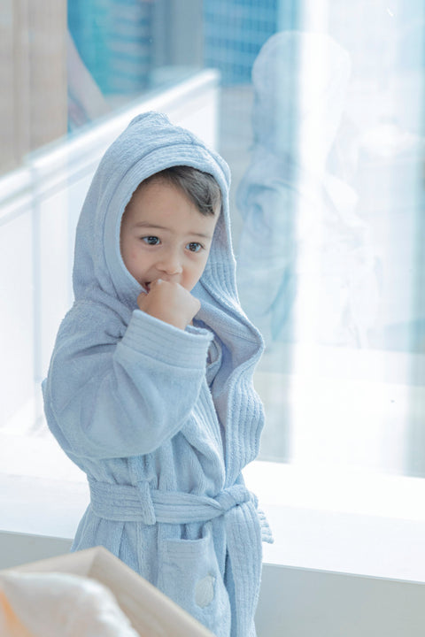 Bamboo Organic Cotton Bathrobe - Seashell Blue