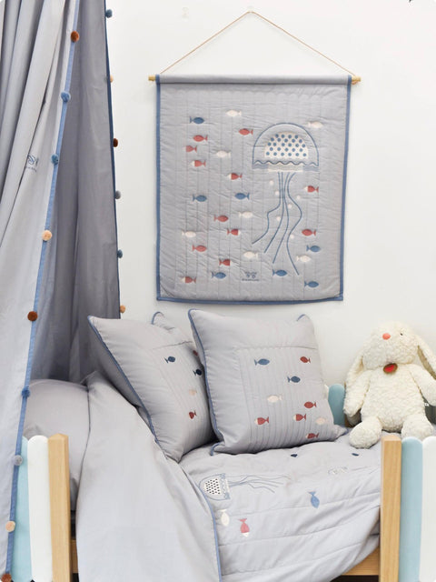 Cotton Cushion Cover - Fish Dance|Kids Cushion Cover-Bimbocasa