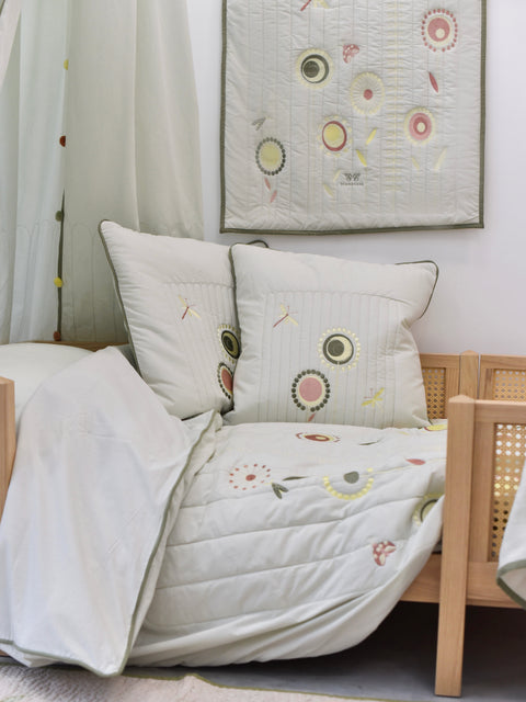 Cotton Quilted Duvet Cover and Pillowcase - Spring Sprout|Kids Blanket-Bimbocasa