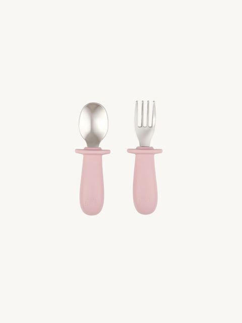 Seashell Baby Fork and Spoon - Pink-Fork & Spoon-Bimbocasa