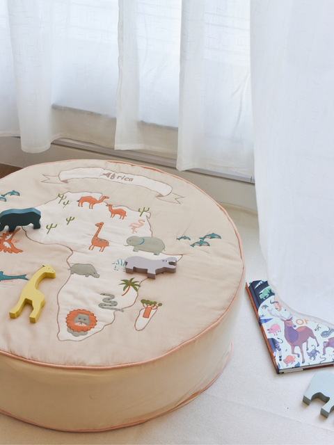 Africa Round Floor Cushion - The Explorer|For Kids-Bimbocasa