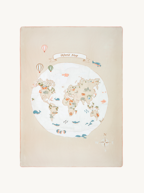 World Map - Cotton Quilted Duvet Cover and Pillow case - The Explorer|For Kids-Bimbocasa