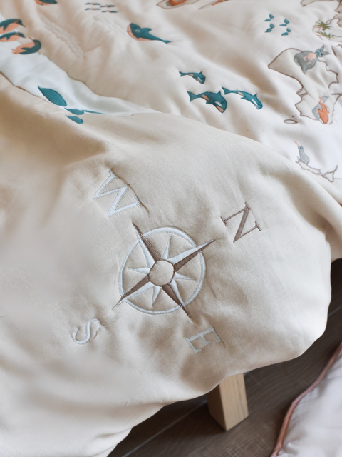 World Map - Cotton Quilted Duvet Cover and Pillow case - The Explorer|For Kids-Bimbocasa
