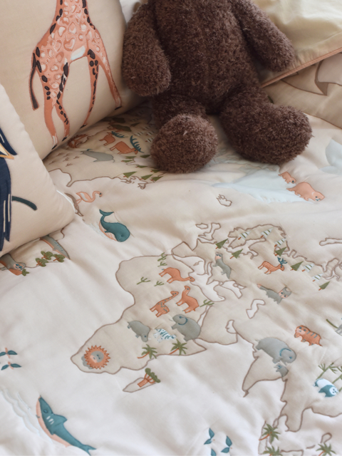 World Map - Cotton Quilted Duvet Cover and Pillow case - The Explorer|For Kids-Bimbocasa