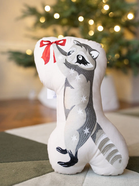 Christmas Shaped Cushion - Raccoon