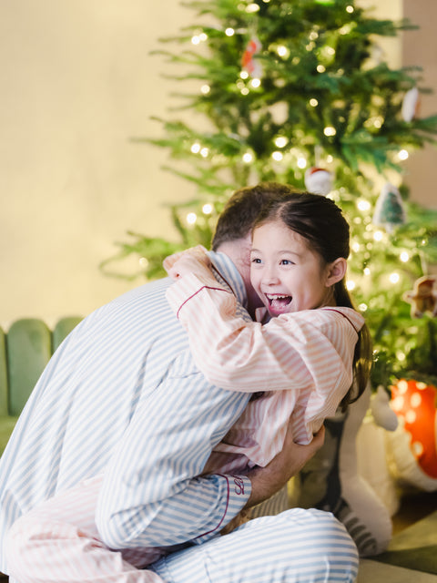 女童睡衣套裝 - 貓頭鷹刺繡粉紅條紋