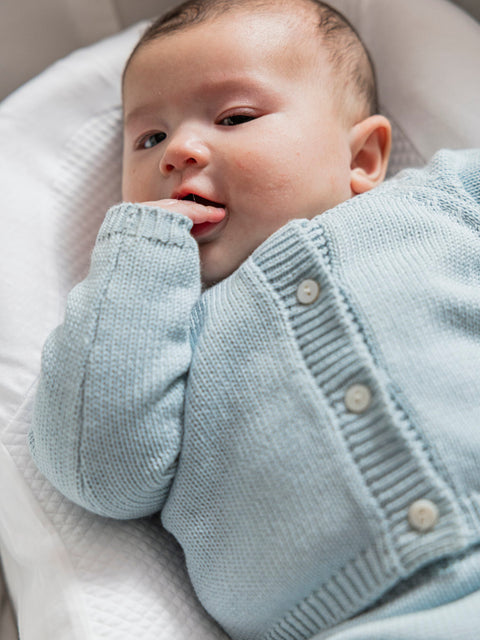 Organic Cotton Baby Knit Set Cardigan & Short - Blue