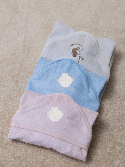 Bamboo Organic Cotton Hooded Towel - Seashell Blue