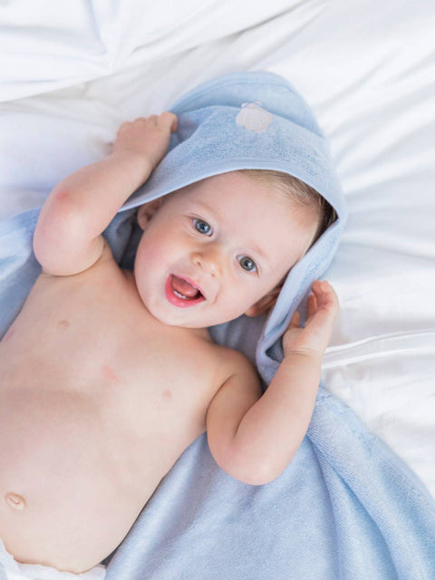 Bamboo Organic Cotton Hooded Towel - Seashell Blue
