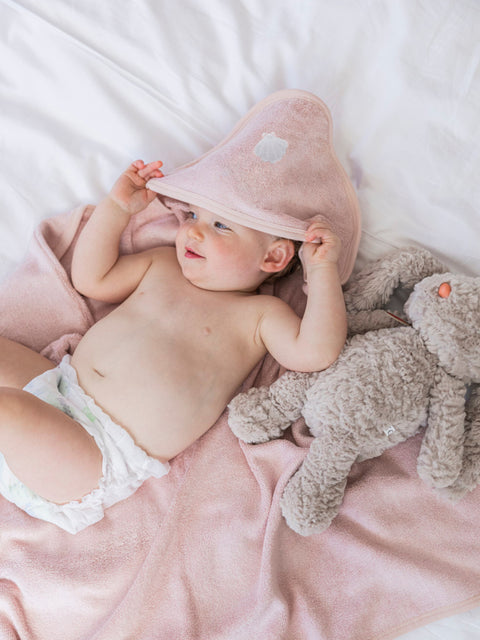 Bamboo Organic Cotton Hooded Towel - Seashell Pink