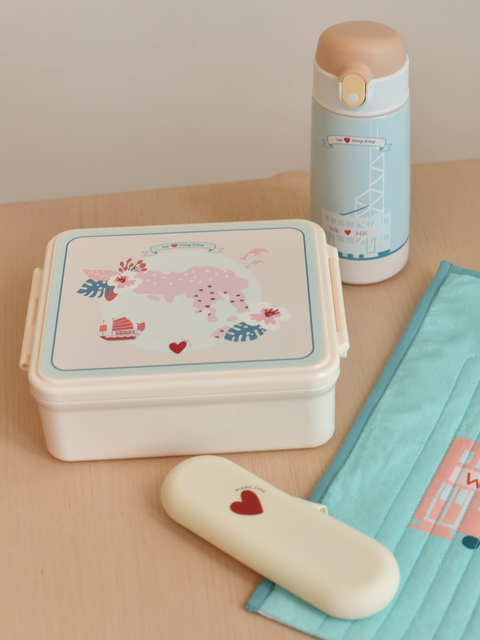 We Love Hong Kong Lunch Box with Thermal Food Jar|Kids Lunch Box-Bimbocasa