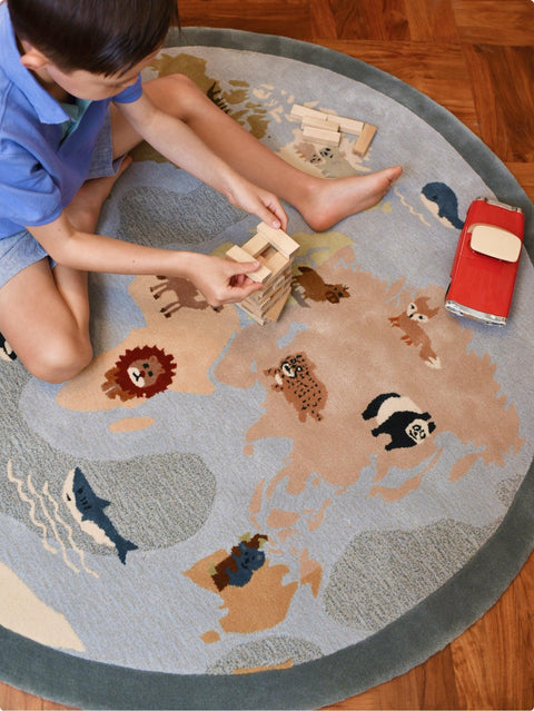 World Map Rug|Children's Rug-Bimbocasa