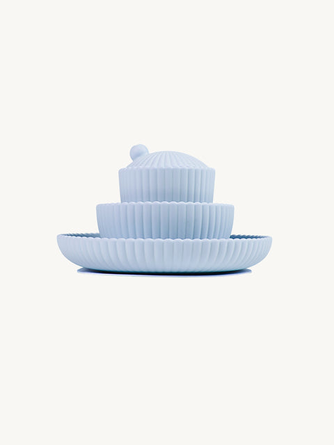 Seashell Silicone Plate With Suction - Blue｜Baby Plate-Plate-Bimbocasa