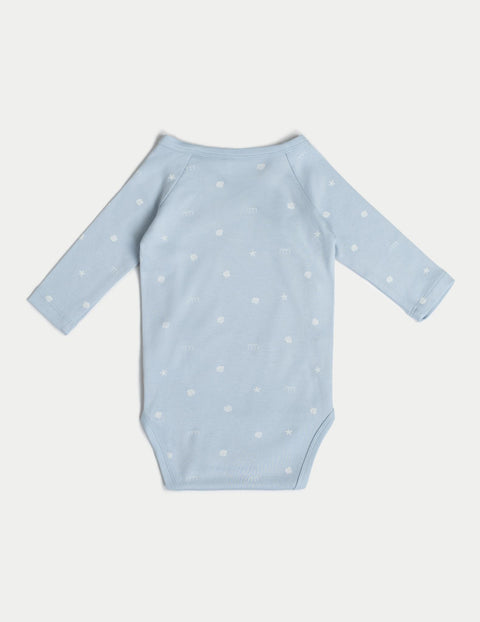 新生兒連身衣長袖貝殼藍