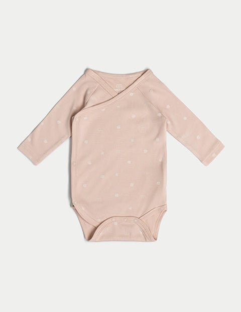 新生兒連身衣長袖貝殼粉紅色