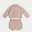 有機棉嬰兒針織套組（開襟衫和短褲）- 粉紅色