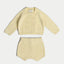 有機棉嬰兒針織套裝（開襟衫和短褲）- 沙色