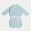 有機棉嬰兒針織套裝（開襟衫和短褲） - 藍色