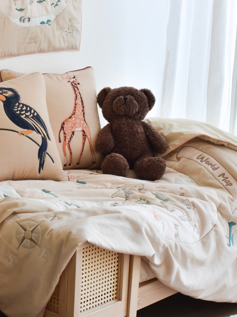 World Map - Cotton Quilted Duvet Cover and Pillow case - The Explorer