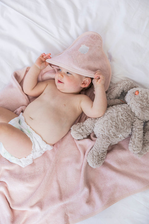 Bamboo Organic Cotton Hooded Towel - Seashell Pink