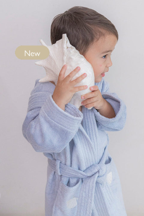 Bamboo Organic Cotton Bathrobe - Seashell Blue