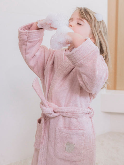 Bamboo Organic Cotton Bathrobe - Seashell Pink
