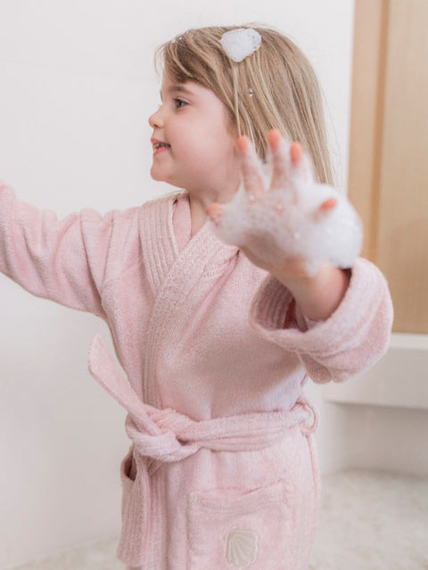 Bamboo Organic Cotton Bathrobe - Seashell Pink