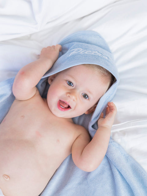 Bamboo Organic Cotton Hooded Towel - Seashell Blue (Personalized)