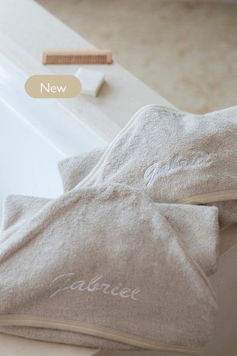 Bamboo Organic Cotton Hooded Towel - Safari Sand (Personalized)