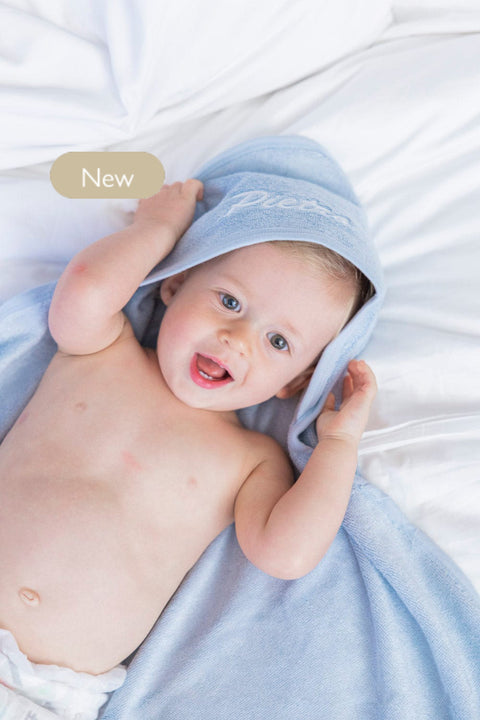 Bamboo Organic Cotton Hooded Towel - Seashell Blue (Personalized)