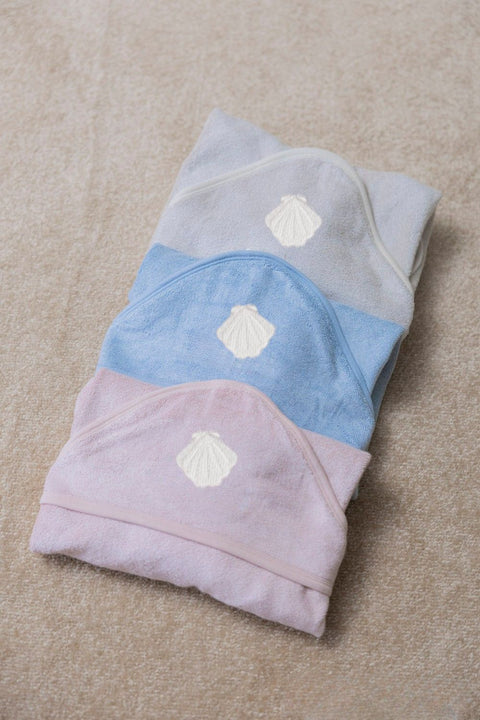 Bamboo Organic Cotton Hooded Towel - Seashell Blue