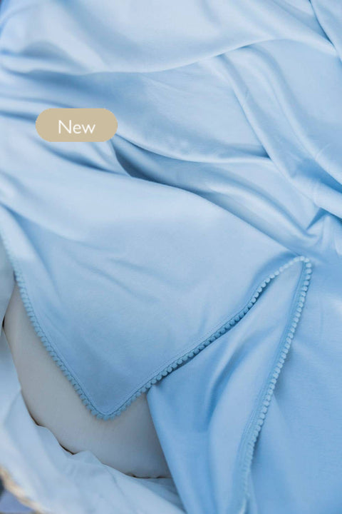 Bamboo Organic Cotton Swaddle Blanket - Seashell Blue