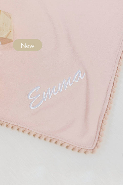 Bamboo Organic Cotton Swaddle Blanket - Seashell Pink (Personalized)